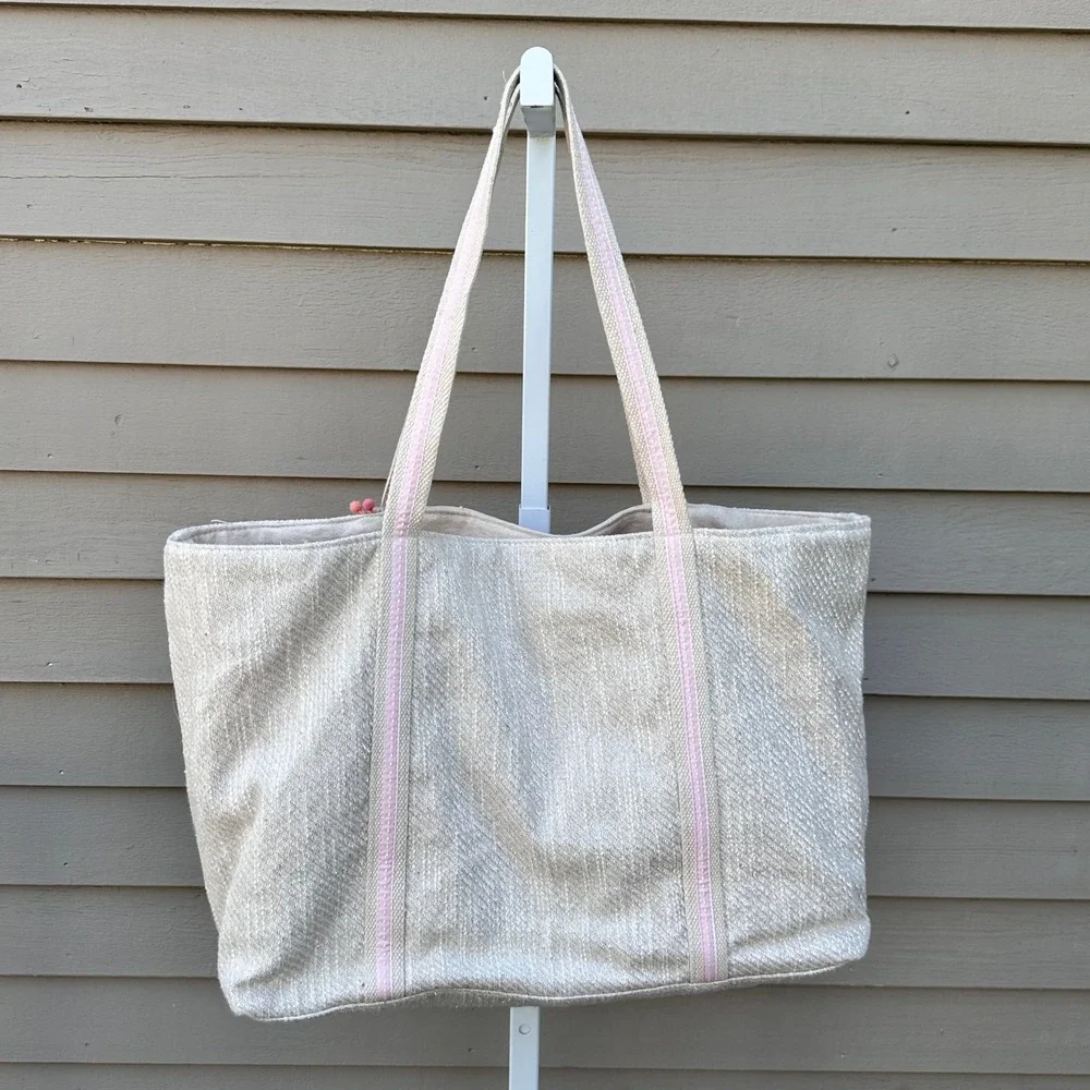 America & Beyond Rose' All Day Embellished Glitter Beaded Tote Bag Beach
